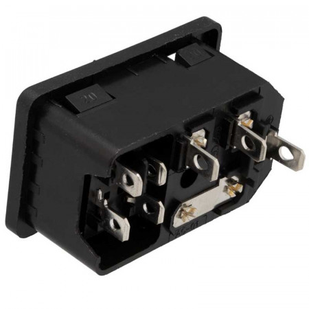 Base chasis IEC320 C14 MACHO con fusible