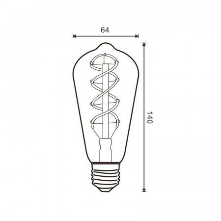 BOMBILLA LED FILAMENTO ESPIRAL E27 ST64 4W AMBAR
