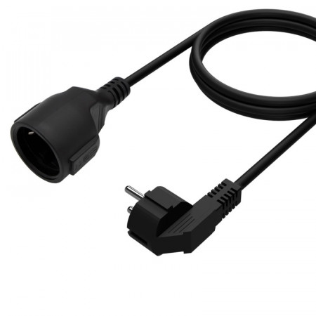 Cable prolongador conexión Schuko 5 metros, negro