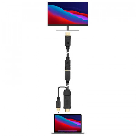 Adaptador Activo HDMI + USB a DISPLAYPORT 10 cm.
