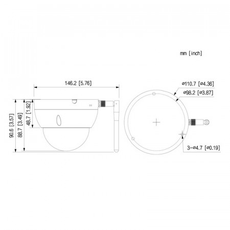Cámara DOMO IP Dahua IPC-HDBW1230DE-SW