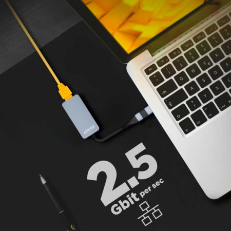 Adaptador USB-A+USB-C a ETHERNET 2.5 Gbit