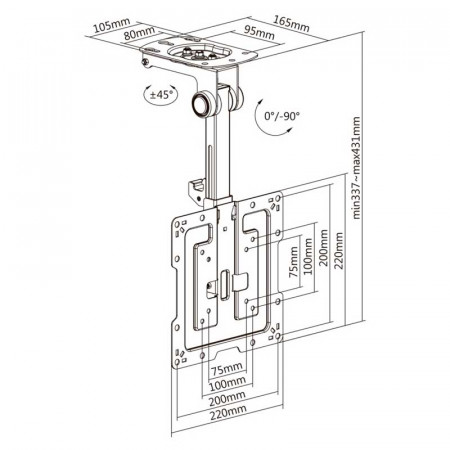 Soporte TV techo 19" A 43" AISENS CT43S-187