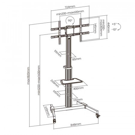 Soporte suelo TV/DVD 37"- 86" AISENS FT86TRE-197