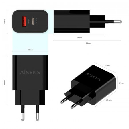 Cargador de pared USB-C + USB-A 3.0 20W