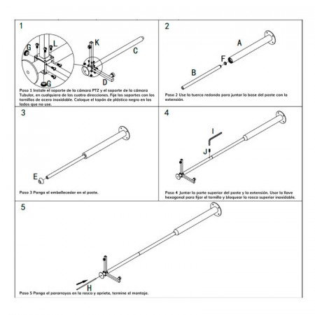 BACULO DESMONTABLE ACERO GALVANIZADO NEGRO