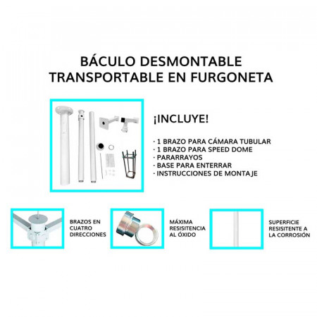 BACULO DESMONTABLE ACERO GALVANIZADO NEGRO