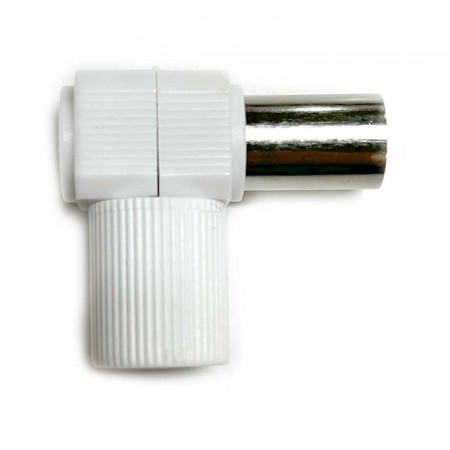 CONECTORES TV Hembra acodado blanco 9,5 mm.