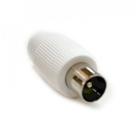 Conector TV Macho recto blanco 9,5 mm.