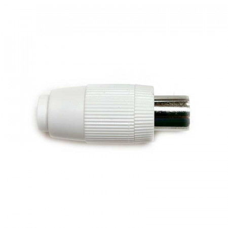 Conector TV Macho recto blanco 9,5 mm.