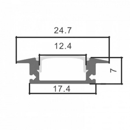 Perfil aluminio empotrar transparente 2MTR