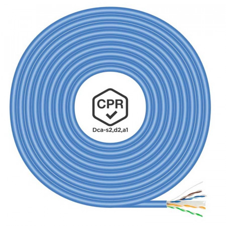 Cable UTP CAT 6 interior Azul Cobre CPR DCA 100 M.