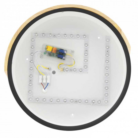 Plafón Led color Negro Madera Redondo 24W