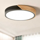 Plafón Led color Negro Madera Redondo 24W