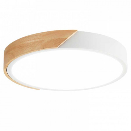 Plafón Led color Blanco Madera Redondo 24W