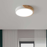 Plafón Led color Blanco Madera Redondo 24W