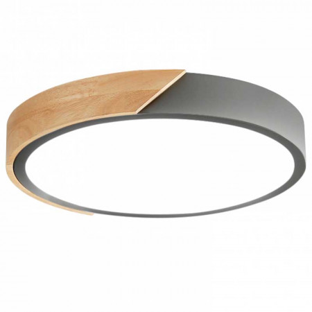 Plafón Led color Gris Madera Redondo 24W