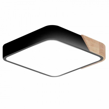 Plafón Led color Negro Madera Cuadrado 24W