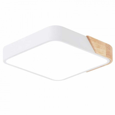 Plafón Led color Blanco Madera Cuadrado 24W