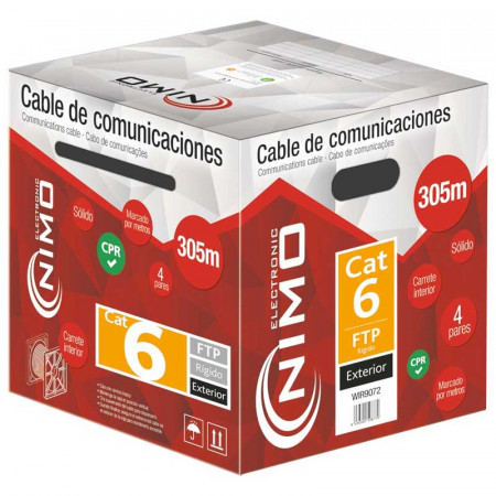 Cable FTP CAT 6 exterior Negro CCA 305 Metros