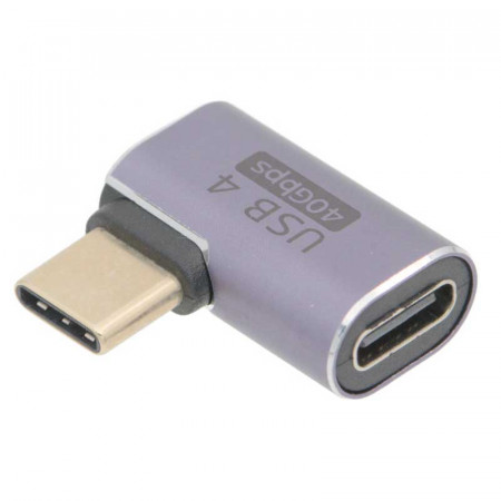 Adaptador USB-C hembra a USB-C macho angulo 90º