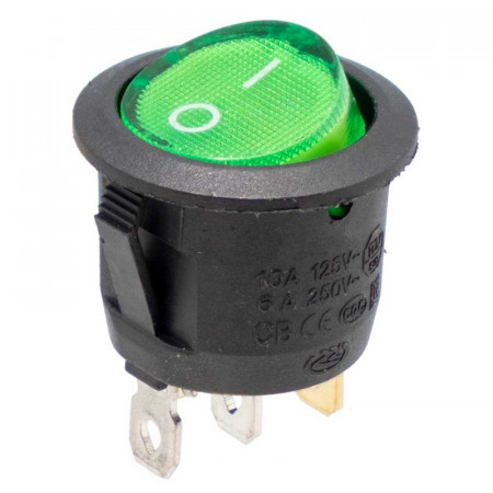 Interruptor redondo basculante 6A/250VAC verde