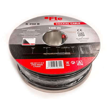 CABLE TV 75 Ohm. Color negro. Bobina 100 Metros
