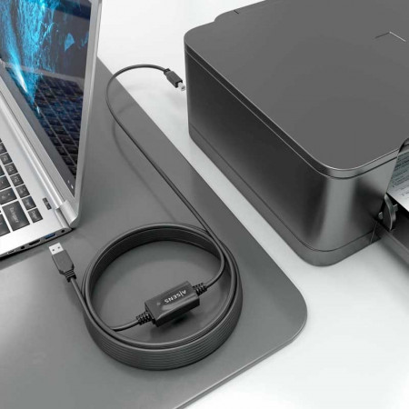 Cable USB-A Macho - USB-B Macho amplificado 10 m.