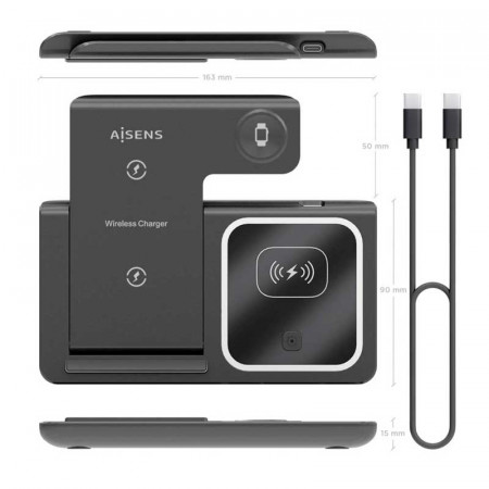 Cargador Inalámbrico AISENS ASCH-15W3WC043-BK