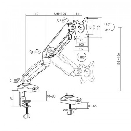Soporte mesa PRO 17-32 pulgadas AISENS DT32TSR-219