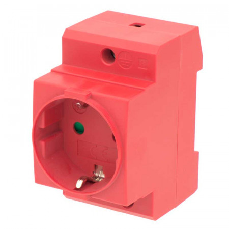 Enchufe de corriente (Shucko) para Carril DIN ROJO