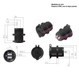 Base de panel 2 x USB-A hembra