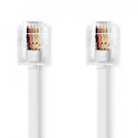 Conexión RJ11 6P4C Macho-Macho Blanco, 2 metros