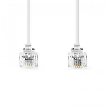 Conexión RJ11 6P4C Macho-Macho Blanco, 2 metros