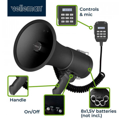 Megáfono VELLEMAN MP66S 50W