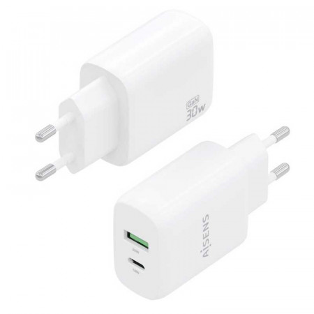 Cargador de pared Gan USB-C y USB-A 3.0 30W