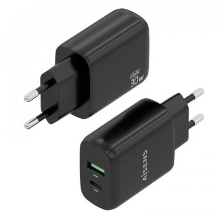 Cargador de pared Gan USB-C y USB-A 3.0 30W
