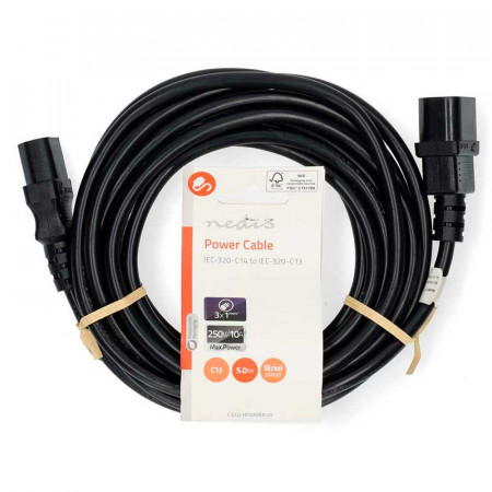 Cable prolongador PC IEC-320 C13/C14, 5 Metros