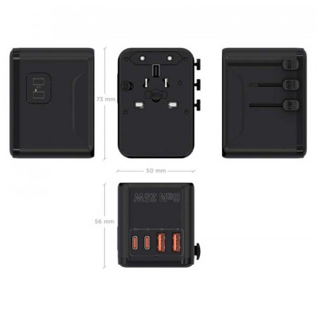 Adaptador Universal de viaje AISENS ASPS-2A2C08-BK