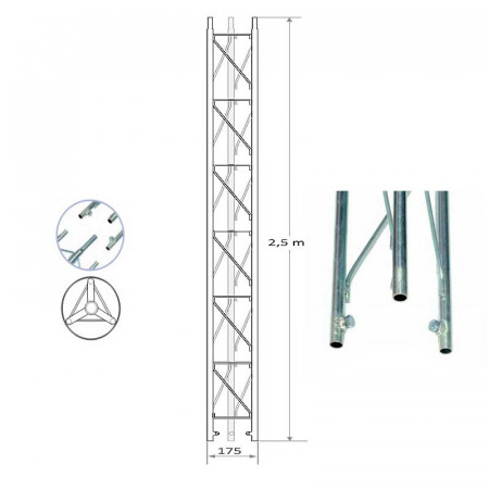 Torre intermedia enchufable 180 2.5 m.