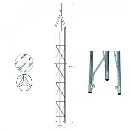 Torre 180 enchufable superior 2.5 m.