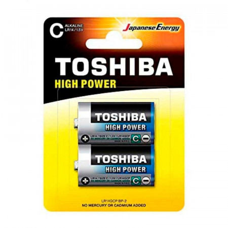 PILA ALCALINA LR14 TOSHIVA HIGH POWER 1.5V 2UNDS