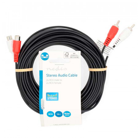 Cable 2 RCA Macho a 2 RCA Hembra de 10 m