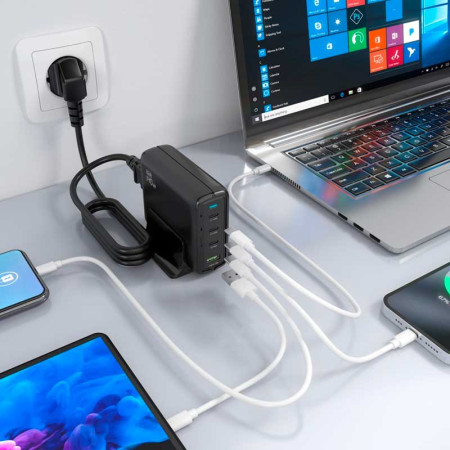 Cargador Sobremesa USB 140W AISENS ASCH-140W4P056