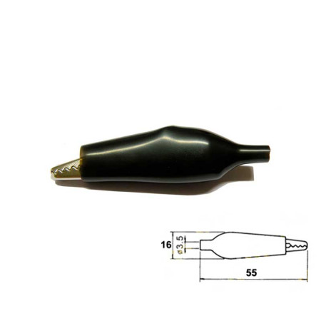 Pinza de cocodrilo aislada negra 62mm.