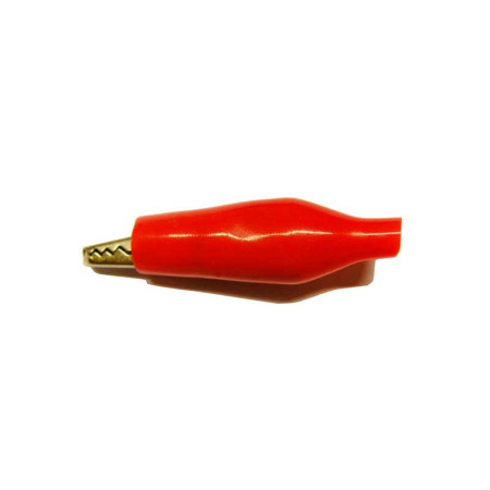 Pinza de cocodrilo aislada roja pequeña 37mm.
