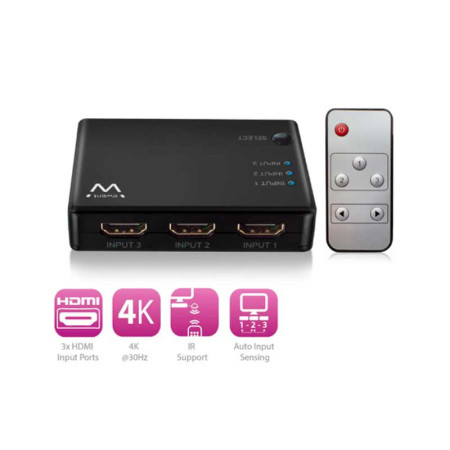 Conmutador HDMI 3 entradas, 1 salida