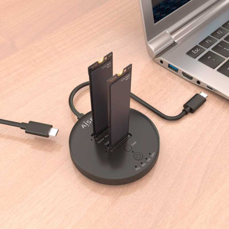 Estación de Docking de Doble Bahía NVMe a USB 3.2