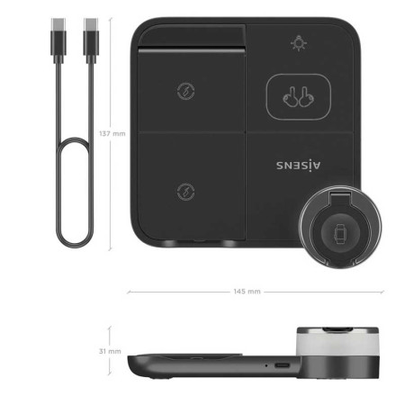Cargador Inalámbrico AISENS ASCH-15W4WC062-BK