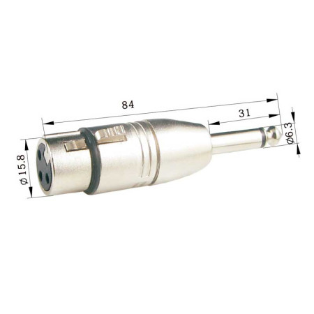 Adaptador XLR hembra 3 PIN a Jack macho 6,3mm.